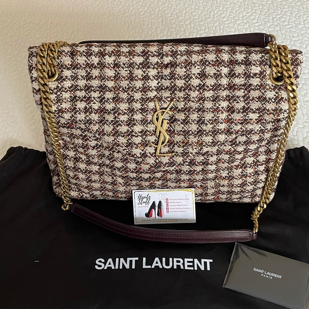 SOLD. YSL Puffer Houndstooth Tweed Shoulder Bag NEW - Picture 2 of 16